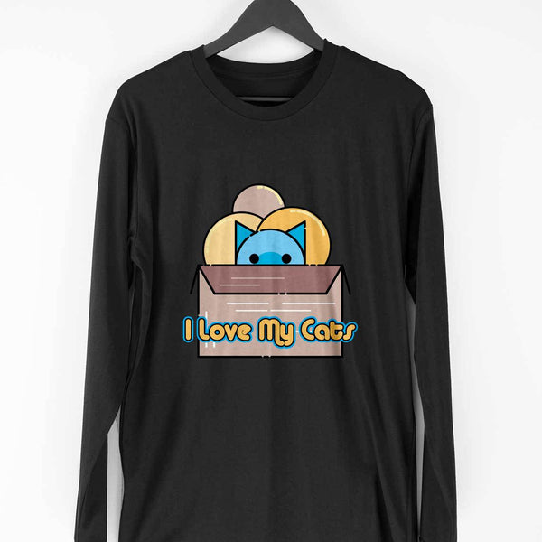 Cat Love-Full Sleeve T Shirt Men