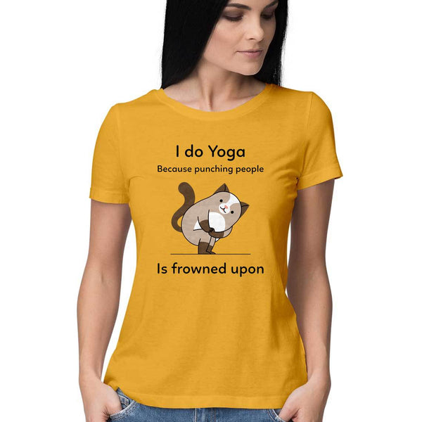 Cat Yoga-Half Sleeve T Shirt Women